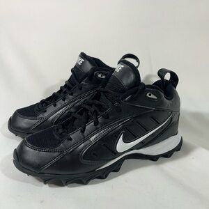 NIKE LAND SHARK YOUTH UNISEX MID FOOTBALL CLEATS SZ 4.5Y BLACK NEW